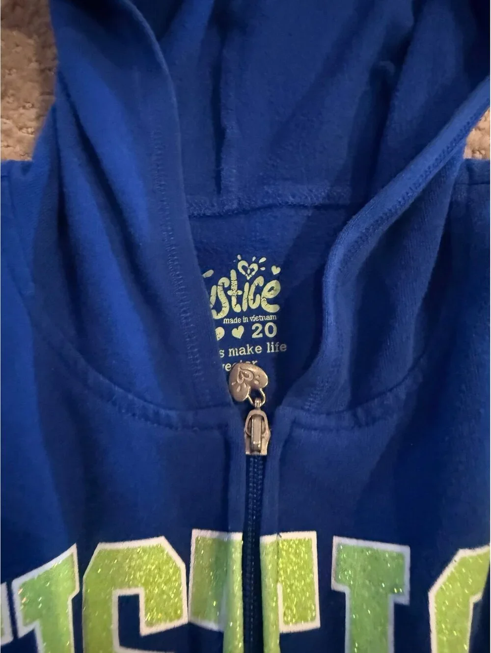 Justice size 20 blue hoodie